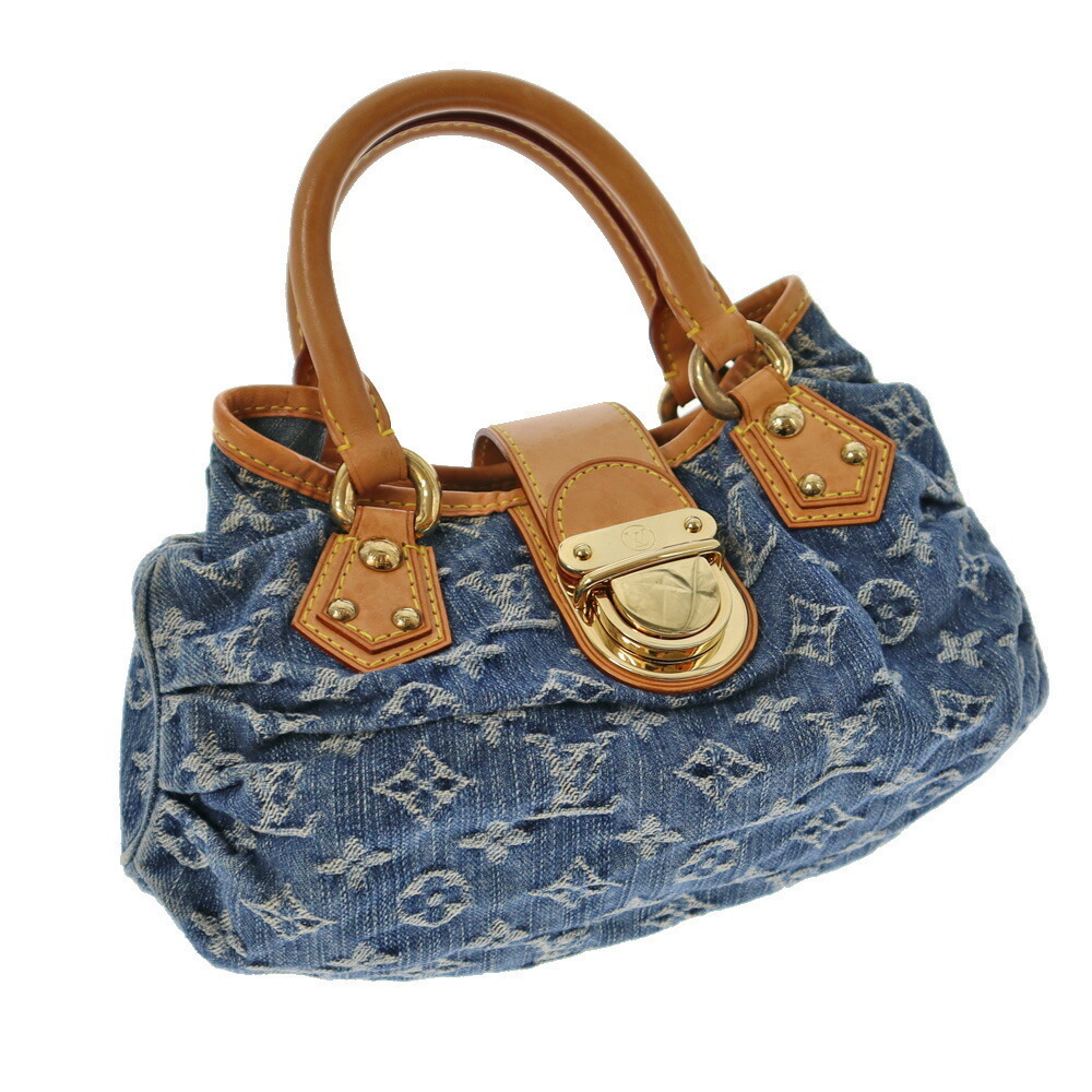 LOUIS VUITTON Pleaty Handbag Monogram Denim Blue - Picture 1 of 11